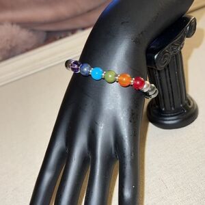 MAGNETIC THERAPY AND REIKI HEALING bracelet with 6 chakra beads -S- NWOT